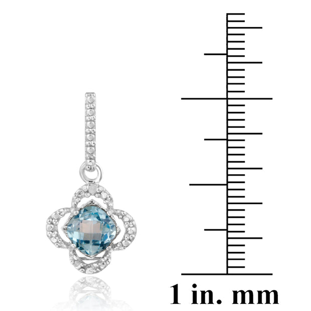 Sterling Silver Blue Topaz & Diamond Accent Flower Dangle Earrings