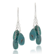Sterling Silver Created Turquoise Nuggets Dangle Earrings