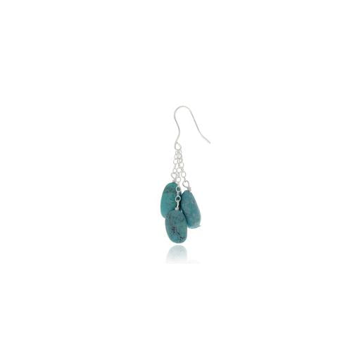 Sterling Silver Created Turquoise Nuggets Dangle Earrings-2