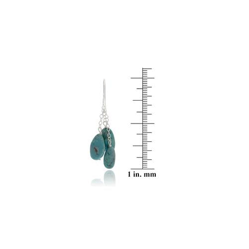 Sterling Silver Created Turquoise Nuggets Dangle Earrings-3