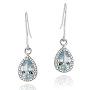 Sterling Silver 3ct Blue Topaz & Diamond Accent Teardrop Dangle Earrings