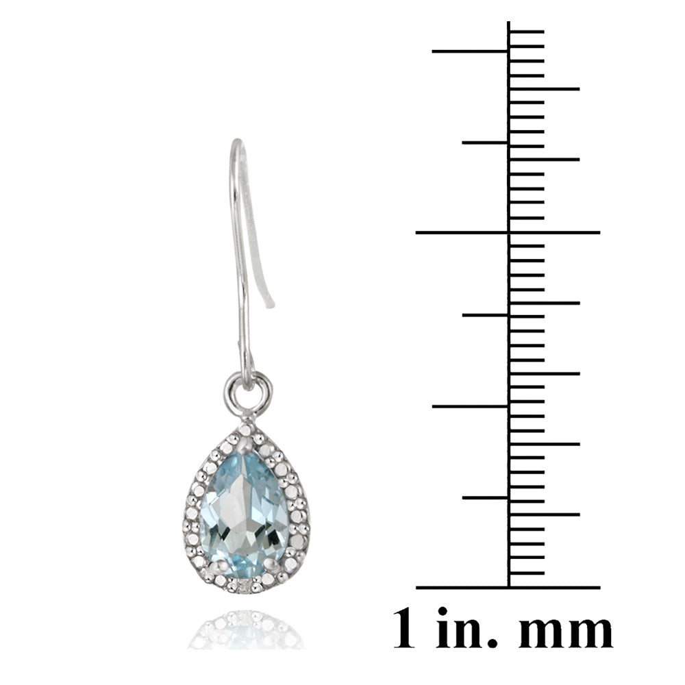Sterling Silver 3ct Blue Topaz & Diamond Accent Teardrop Dangle Earrings-3