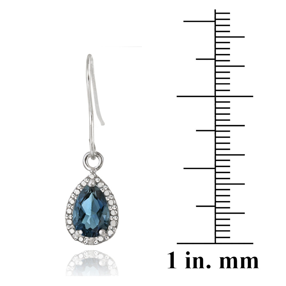 Sterling Silver 3ct London Blue Topaz & Diamond Accent Teardrop Dangle Earrings-3