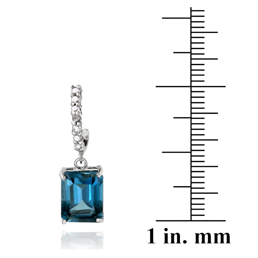 Sterling Silver 5.5ct London Blue Topaz & Diamond Accent Rectangle Dangle Earrings-3