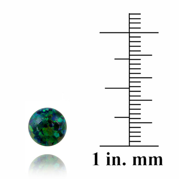 Sterling Silver Created Dark Green Opal Ball Stud Earrings, 8mm
