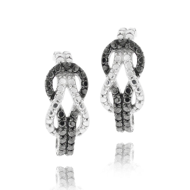 Sterling Silver Black Diamond Accent Knot Earrings