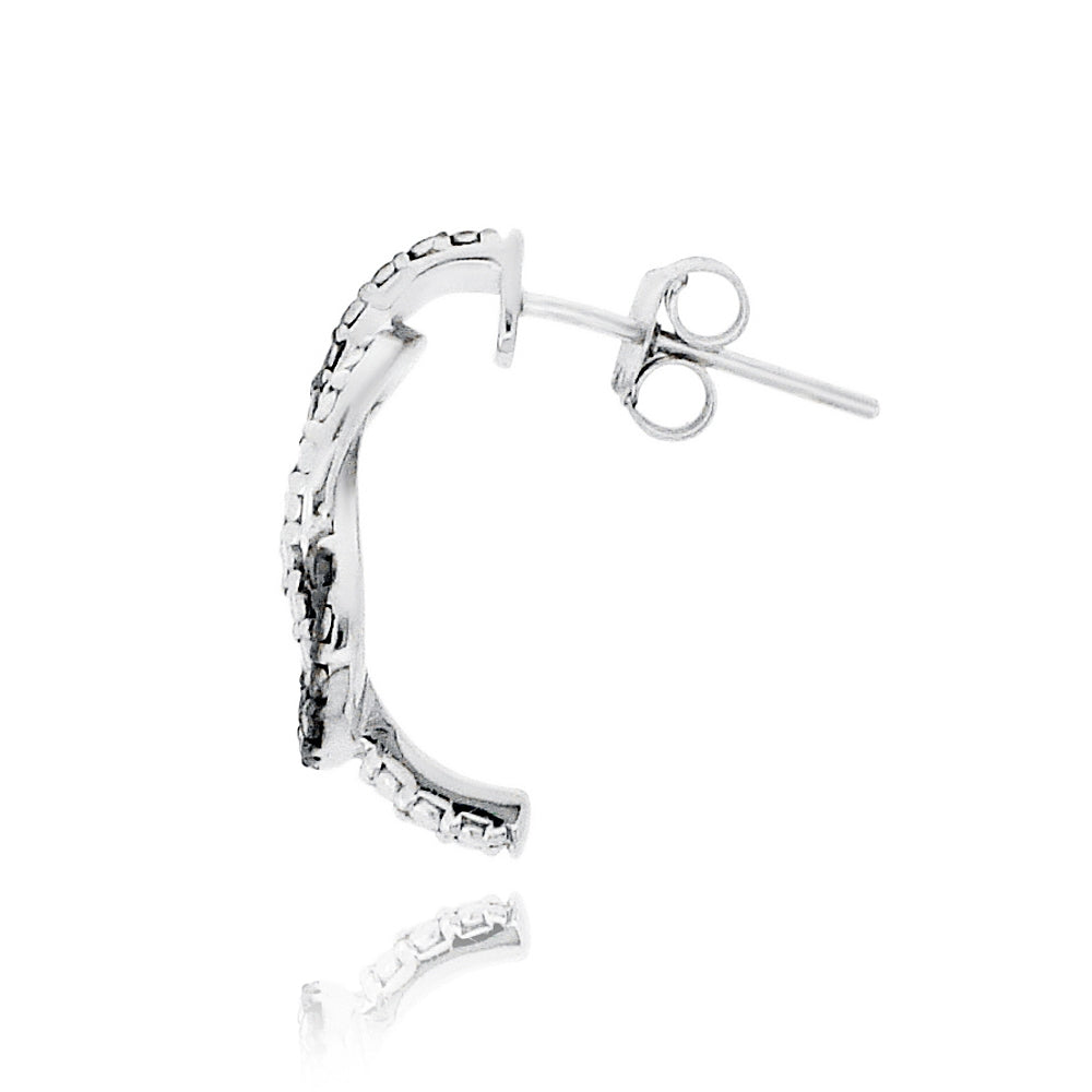 Sterling Silver Black Diamond Accent Knot Earrings-3