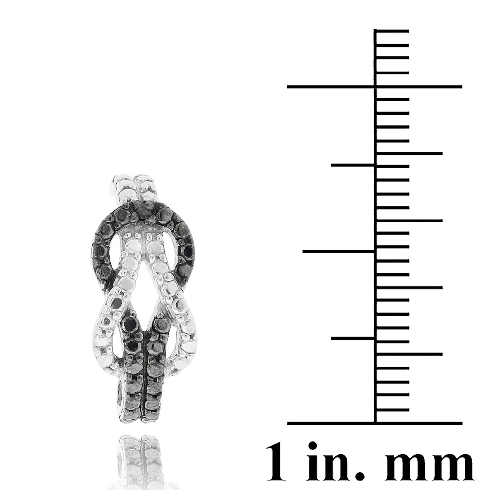 Sterling Silver Black Diamond Accent Knot Earrings-4