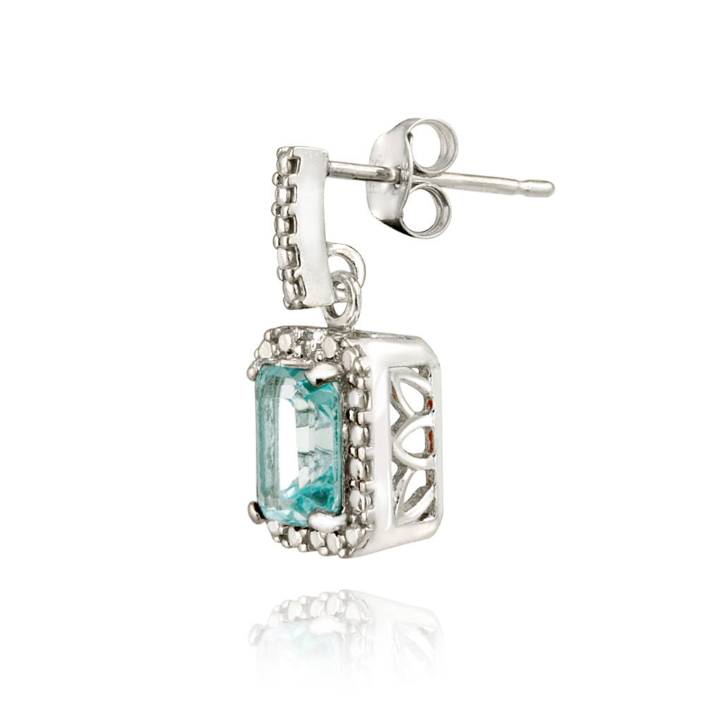 Sterling Silver 2.5ct Blue Topaz & Diamond Accent Dangle Earrings-2