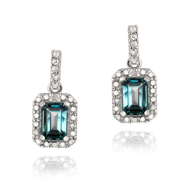 Sterling Silver 2.5ct London Blue Topaz & Diamond Accent Dangle Earrings