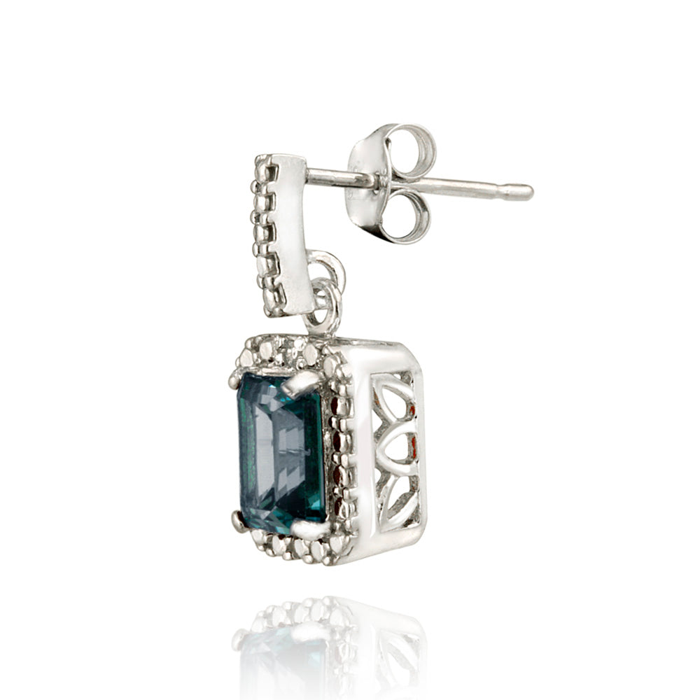 Sterling Silver 2.5ct London Blue Topaz & Diamond Accent Dangle Earrings-2