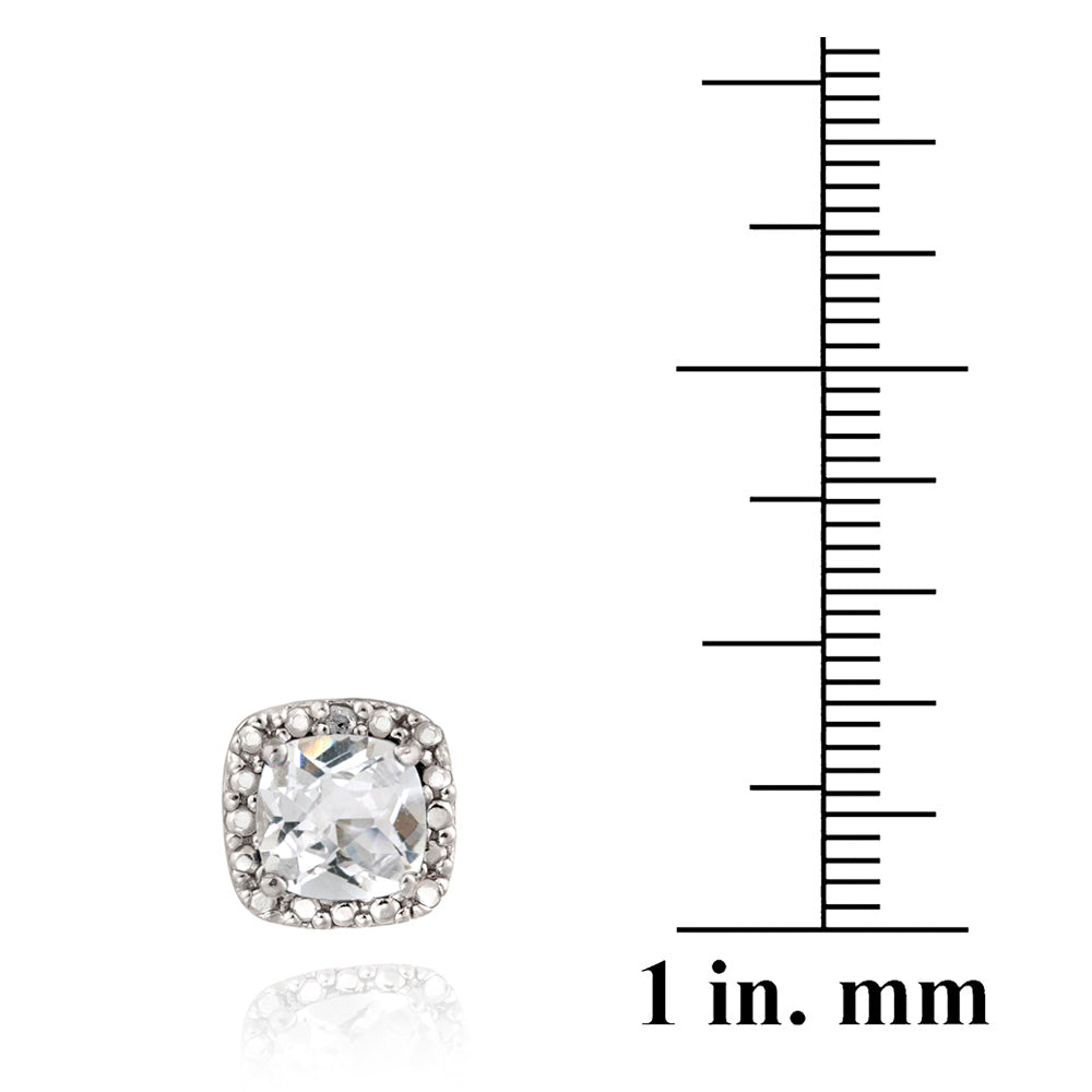 Sterling Silver 2.6ct Cushion-cut White Topaz Stud Earrings-3