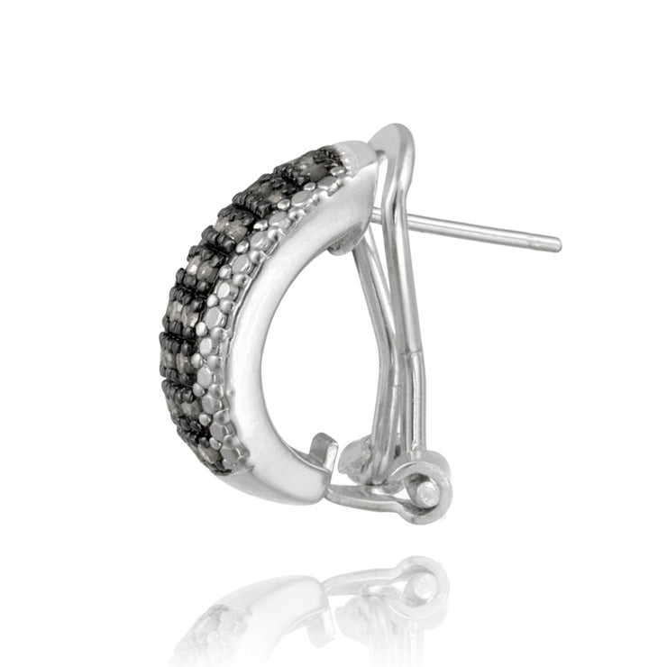 Sterling Silver 1/2 ct Black Diamonds Half Hoop Earrings