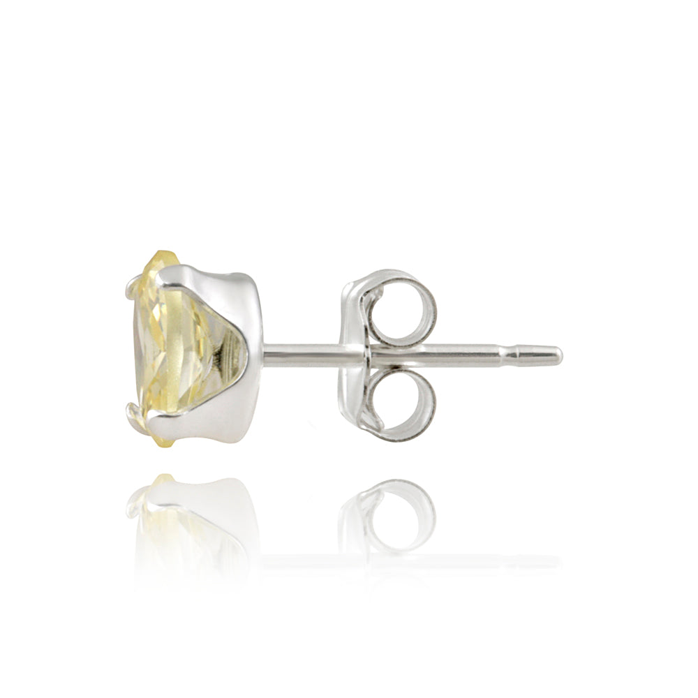 Sterling Silver Yellow CZ 6x4mm Oval Stud Earrings-2