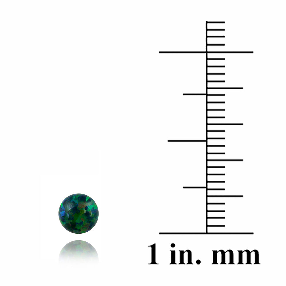 Sterling Silver Created Dark Green Opal Ball Stud Earrings, 6mm-3