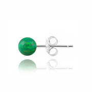 Sterling Silver Created Green Opal Ball Stud Earrings, 6mm