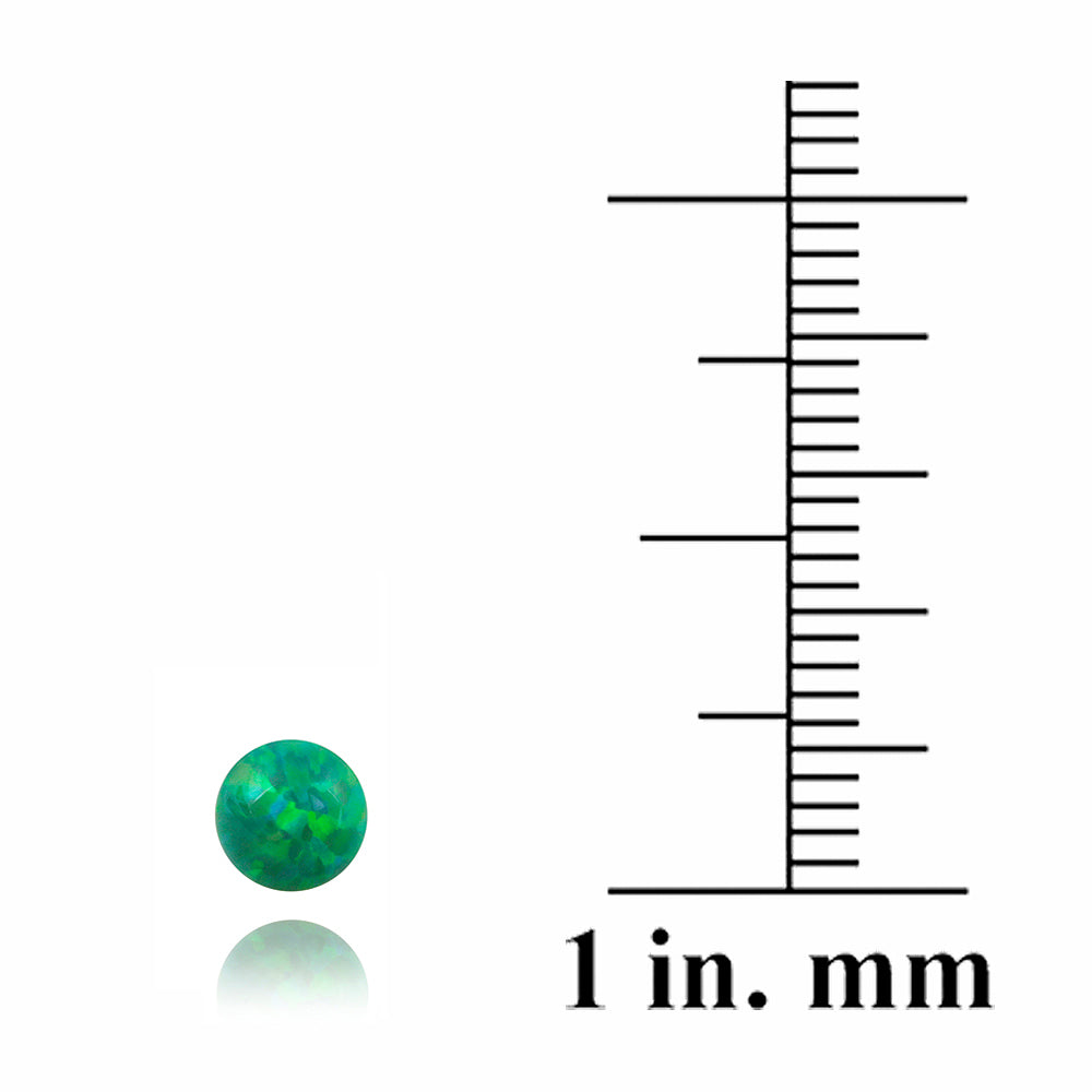 Sterling Silver Created Green Opal Ball Stud Earrings, 6mm-3