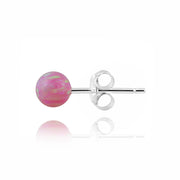 Sterling Silver Created Pink Opal Ball Stud Earrings, 6mm