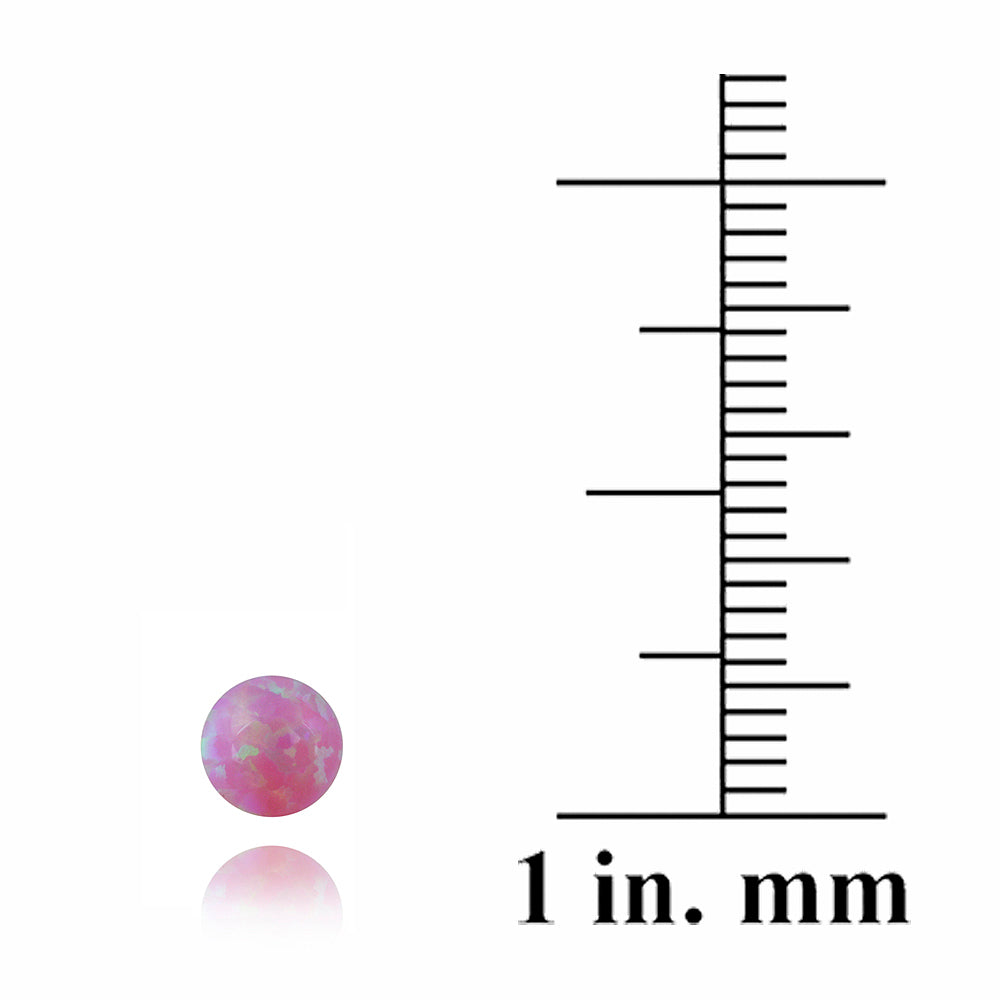 Sterling Silver Created Pink Opal Ball Stud Earrings, 6mm-3