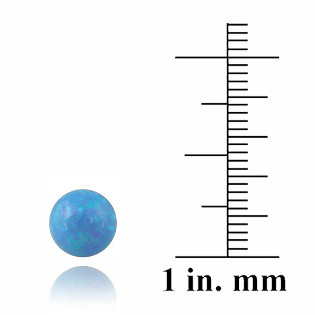 Sterling Silver Created Blue Opal Ball Stud Earrings, 7mm