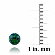 Sterling Silver Created Dark Green Opal Ball Stud Earrings, 7mm