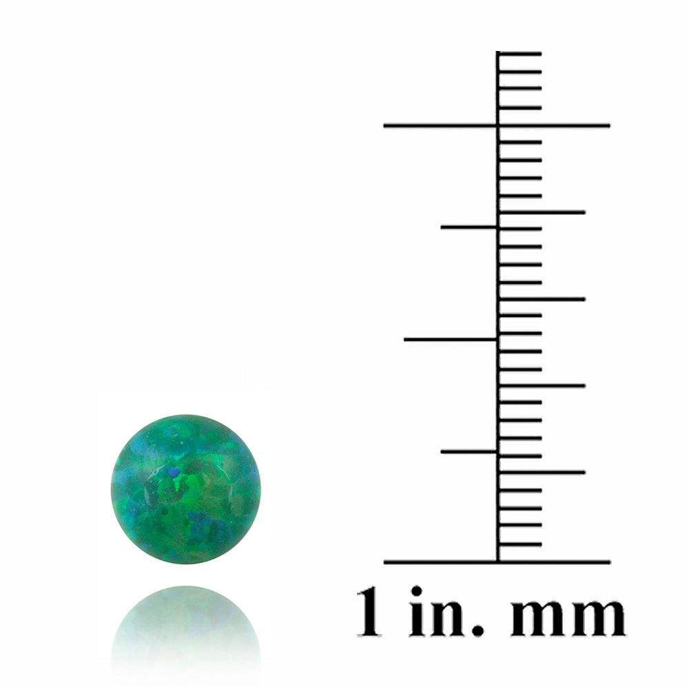 Sterling Silver Created Green Opal Ball Stud Earrings, 7mm-3
