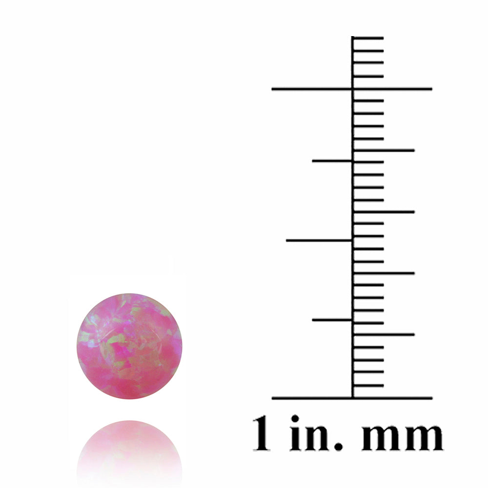 Sterling Silver Created Pink Opal Ball Stud Earrings, 7mm-3