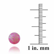 Sterling Silver Created Pink Opal Ball Stud Earrings, 7mm