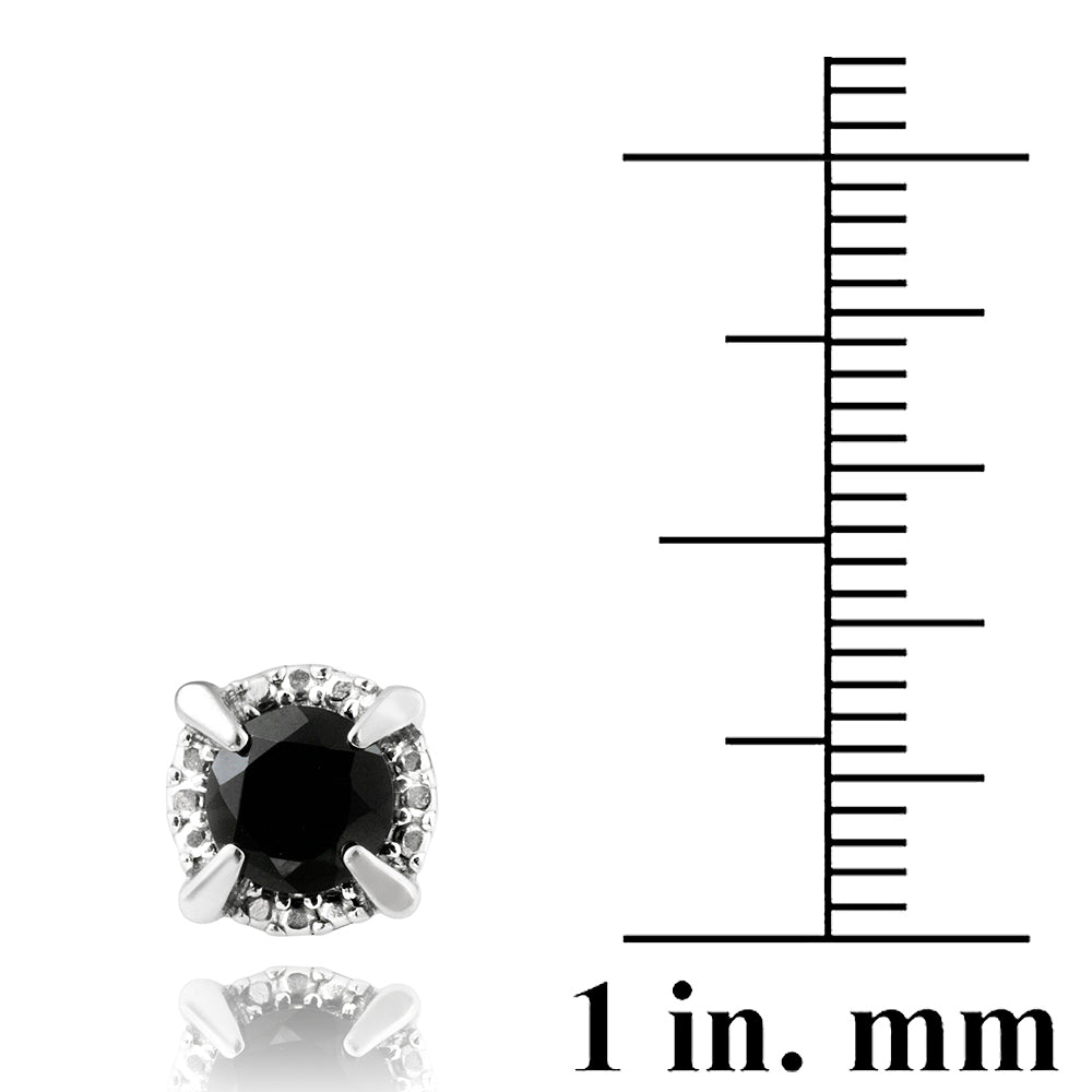 Sterling Silver 2ct Black Spinel Round Stud Earrings-3