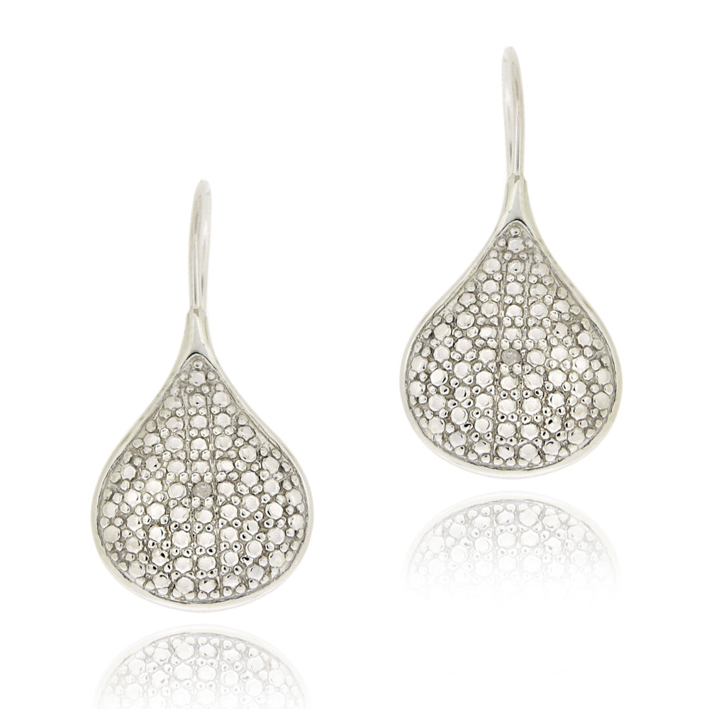 Sterling Silver Diamond Accent Teardrop Drop Earrings