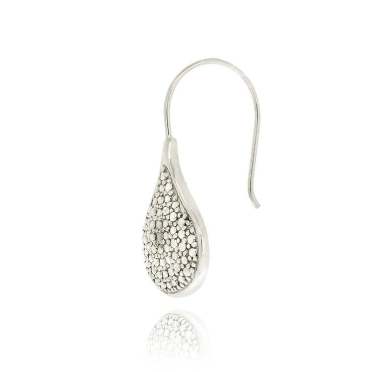 Sterling Silver Diamond Accent Teardrop Drop Earrings