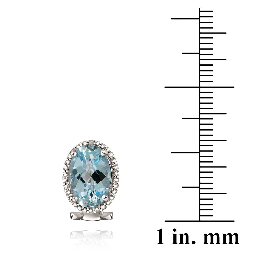 Sterling Silver 8.8ct Blue Topaz & Diamond Accent Oval Earrings-3
