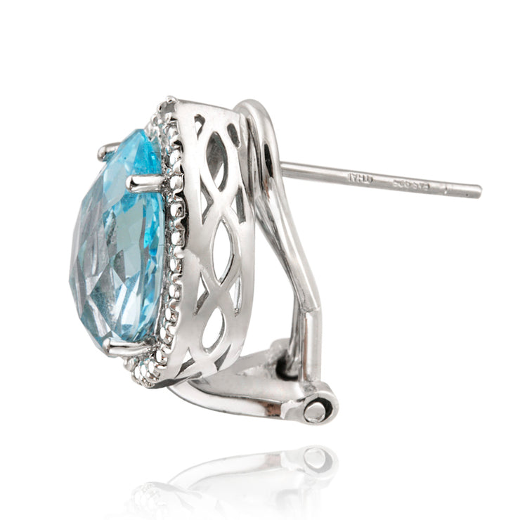 Sterling Silver 7.4ct Blue Topaz & Diamond Accent Teardrop Earrings