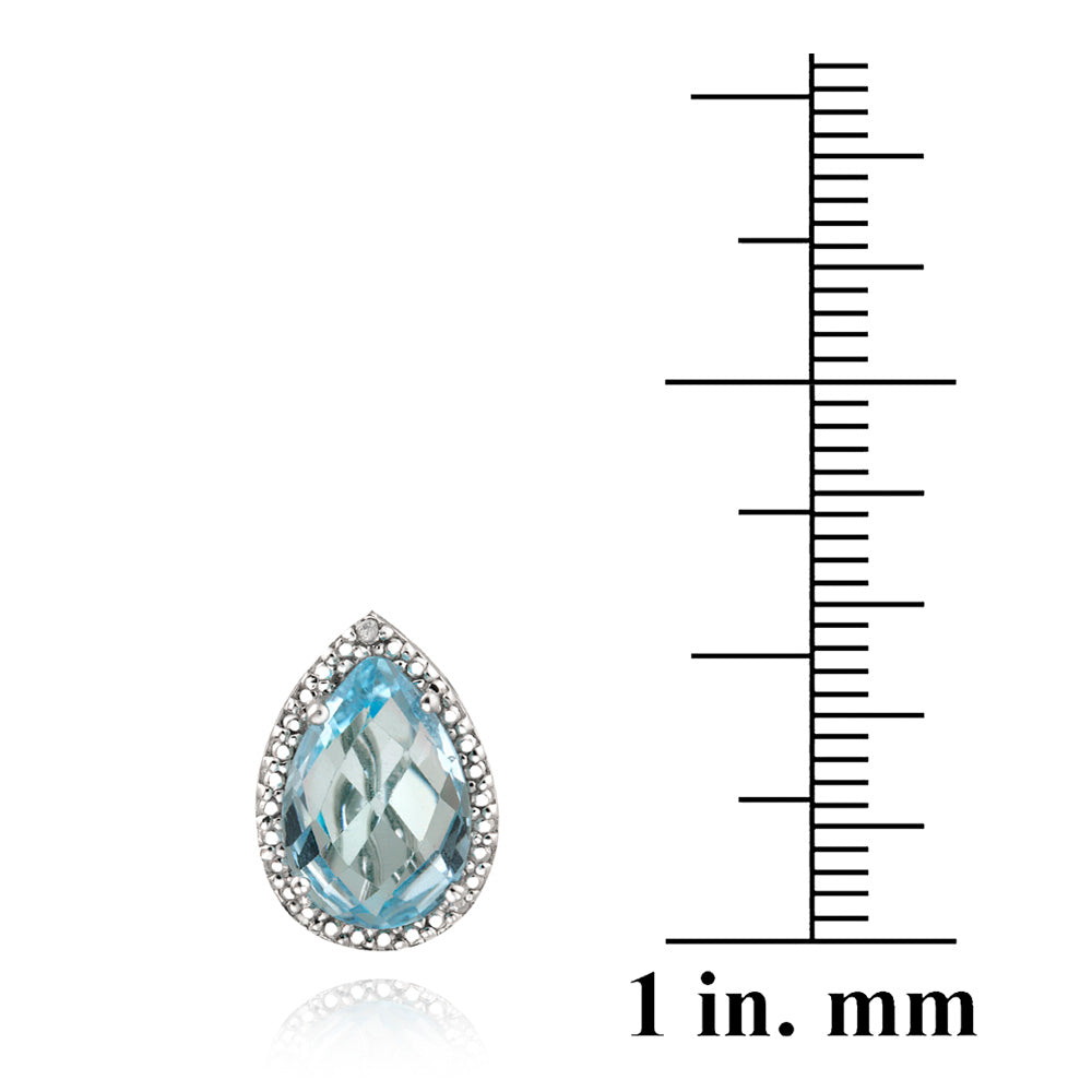 Sterling Silver 7.4ct Blue Topaz & Diamond Accent Teardrop Earrings-3