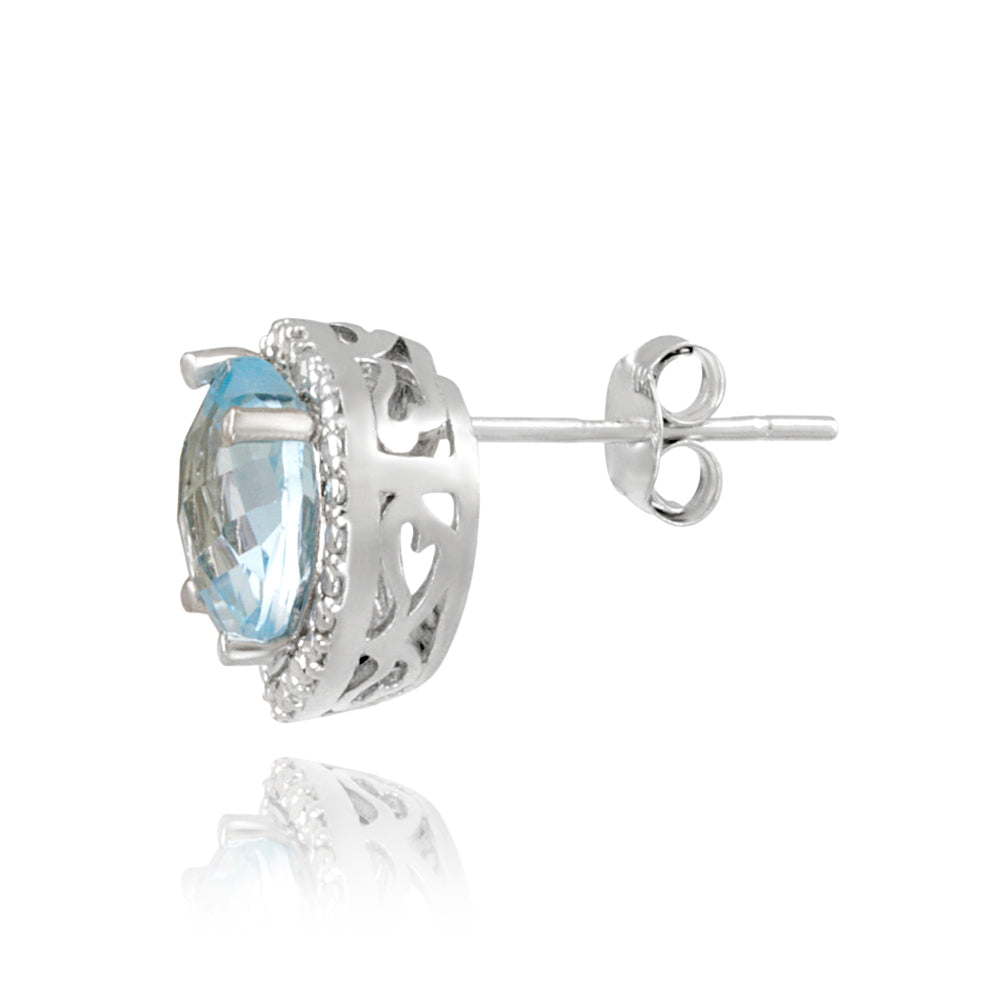 Sterling Silver 4.3ct Blue Topaz & Diamond Accent Heart Earrings-2