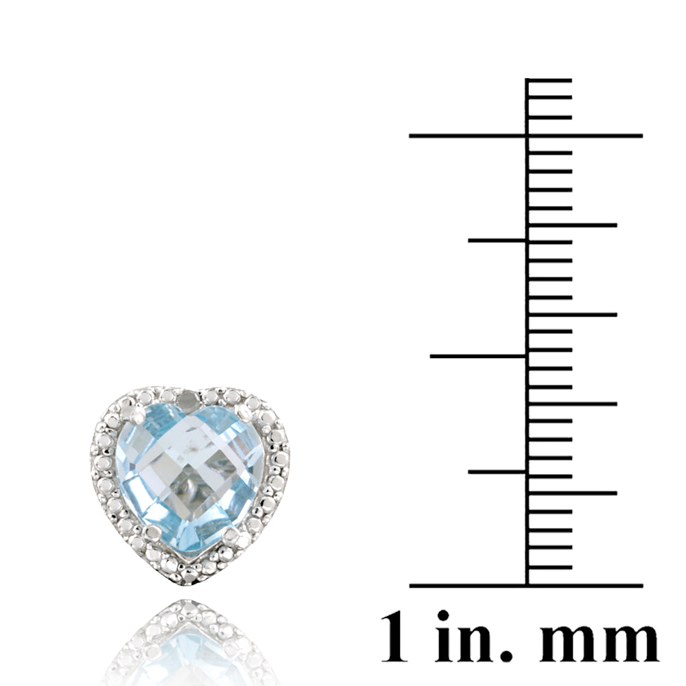 Sterling Silver 4.3ct Blue Topaz & Diamond Accent Heart Earrings-3