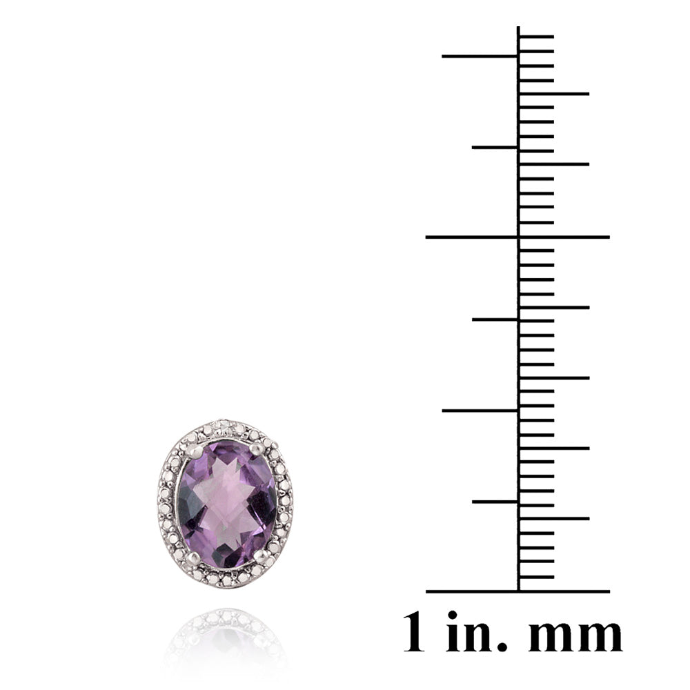 Sterling Silver 3.3ct Amethyst & Diamond Accent Oval Earrings-3