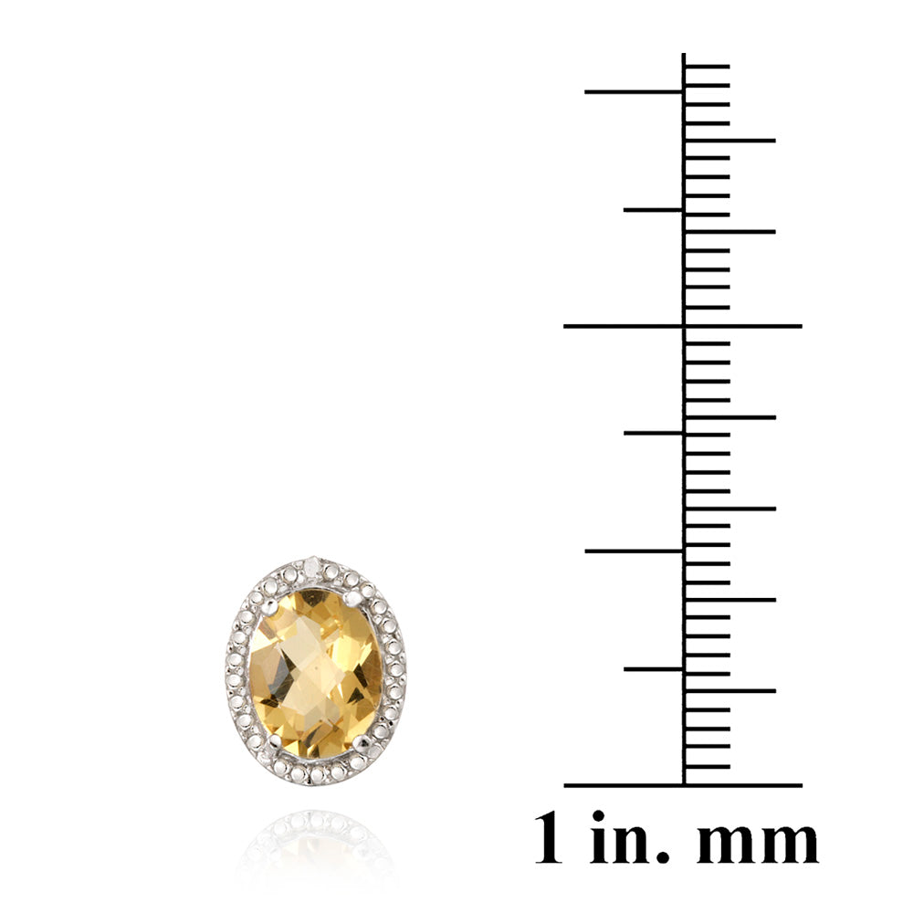 Sterling Silver 3.3ct Citrine & Diamond Accent Oval Earrings-3