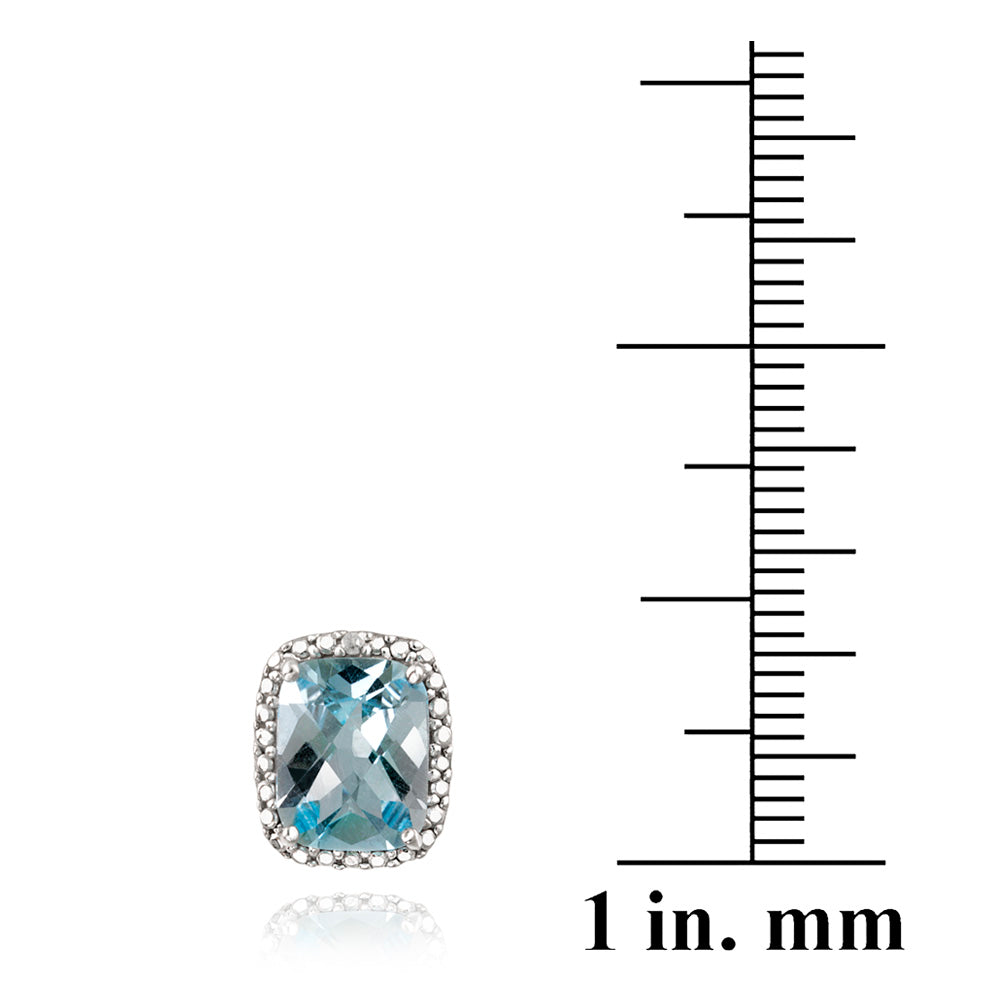 Sterling Silver 5.5ct Blue Topaz & Diamond Accent Cushion Cut Earrings-3