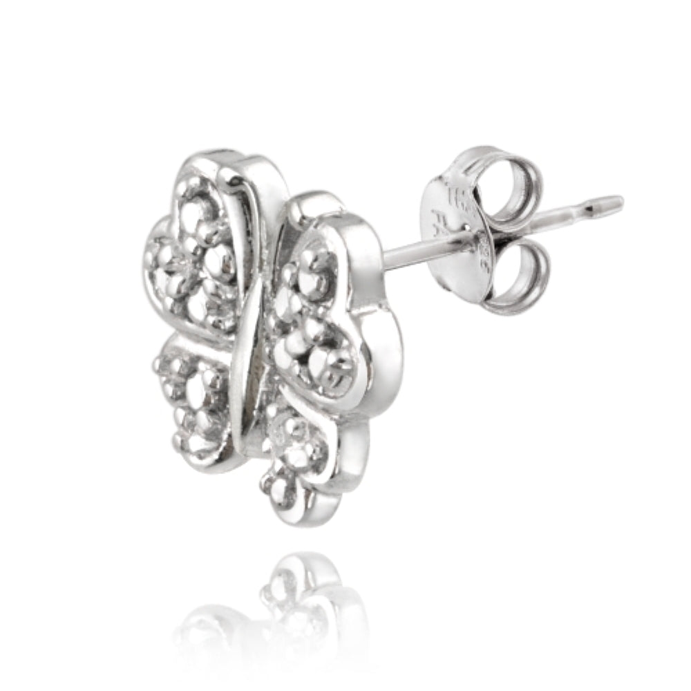 Sterling Silver Diamond Accent Butterfly Stud Earrings-2
