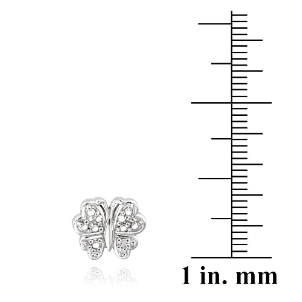 Sterling Silver Diamond Accent Butterfly Stud Earrings-3