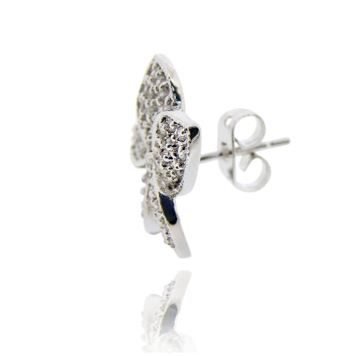 Sterling Silver CZ Flower Stud Earrings-2