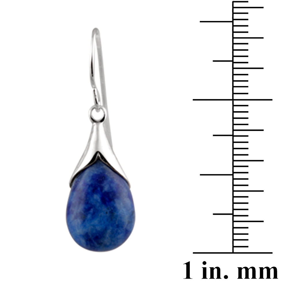 Sterling Silver Sodalite Teardrop Dangle Earrings-4