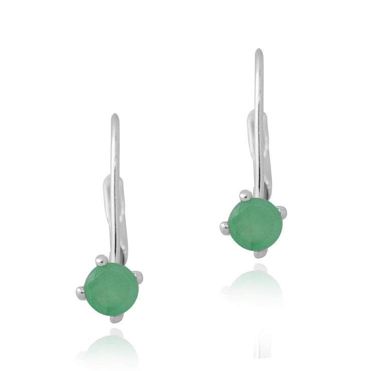 Sterling Silver 1/4ct Emerald Leverback Earrings, 4mm