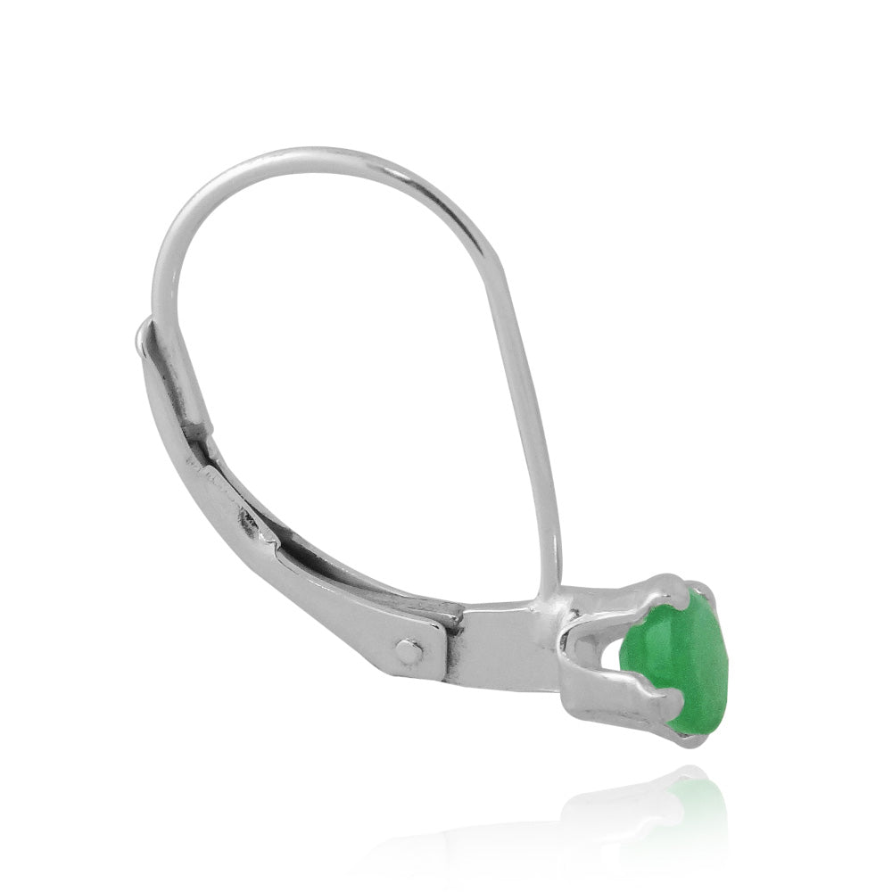 Sterling Silver 1/4ct Emerald Leverback Earrings, 4mm-2