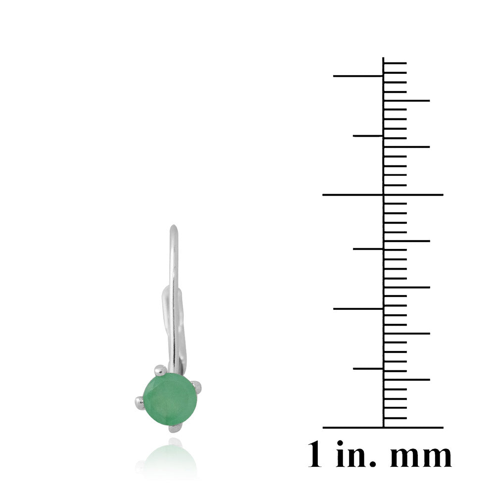 Sterling Silver 1/4ct Emerald Leverback Earrings, 4mm-3