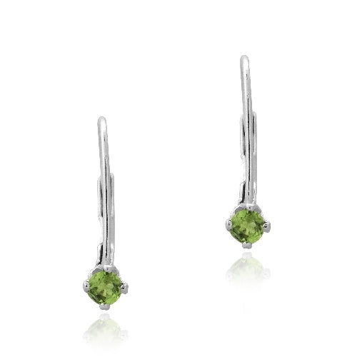 Sterling Silver 1/2ct Peridot Leverback Earrings, 4mm