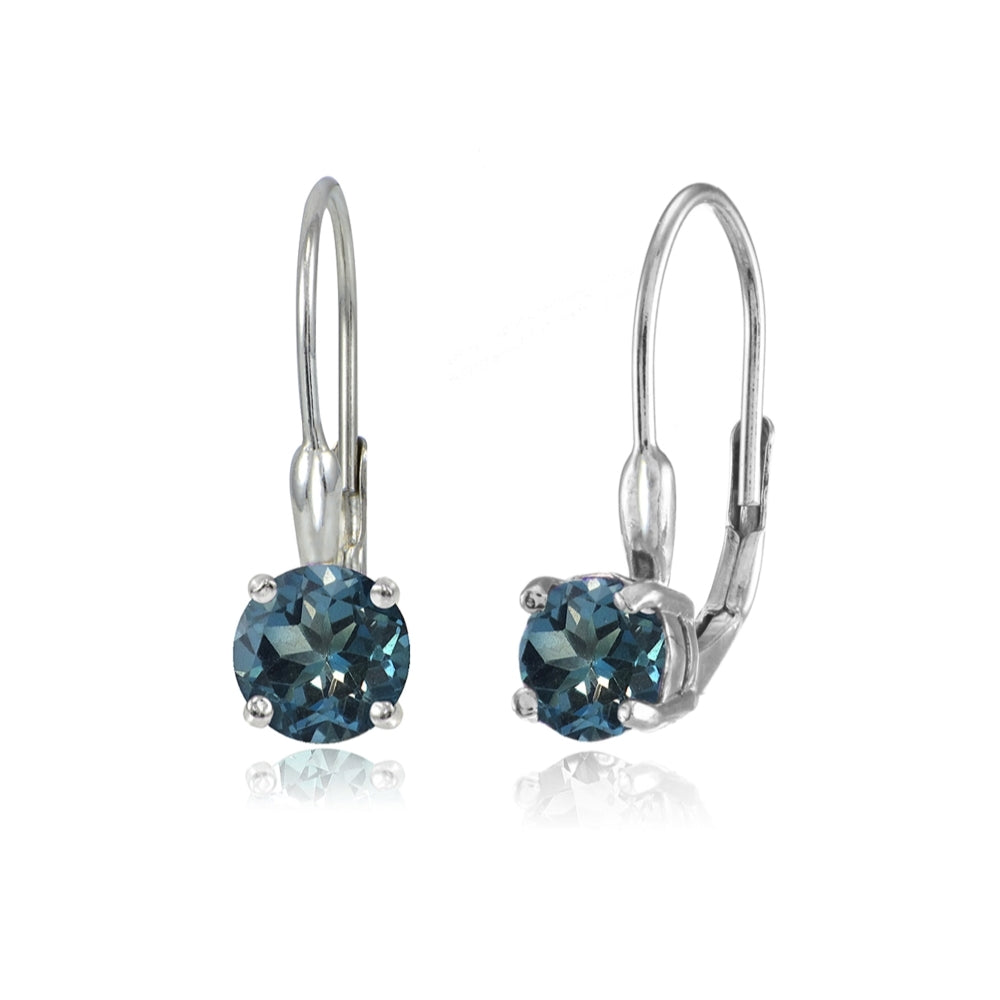 Sterling Silver London Blue Topaz Leverback Earrings