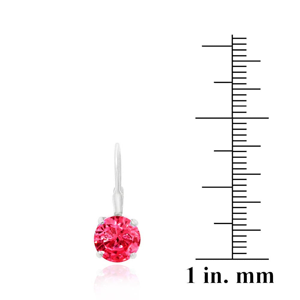 Sterling Silver 2ct Created Ruby Leverback Earrings-3