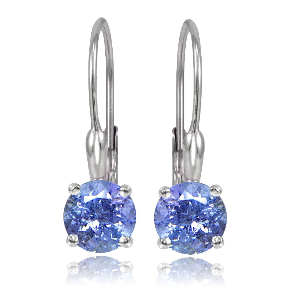Sterling Silver 1.8ct TGW Tanzanite 6mm Round Leverback Earrings-2